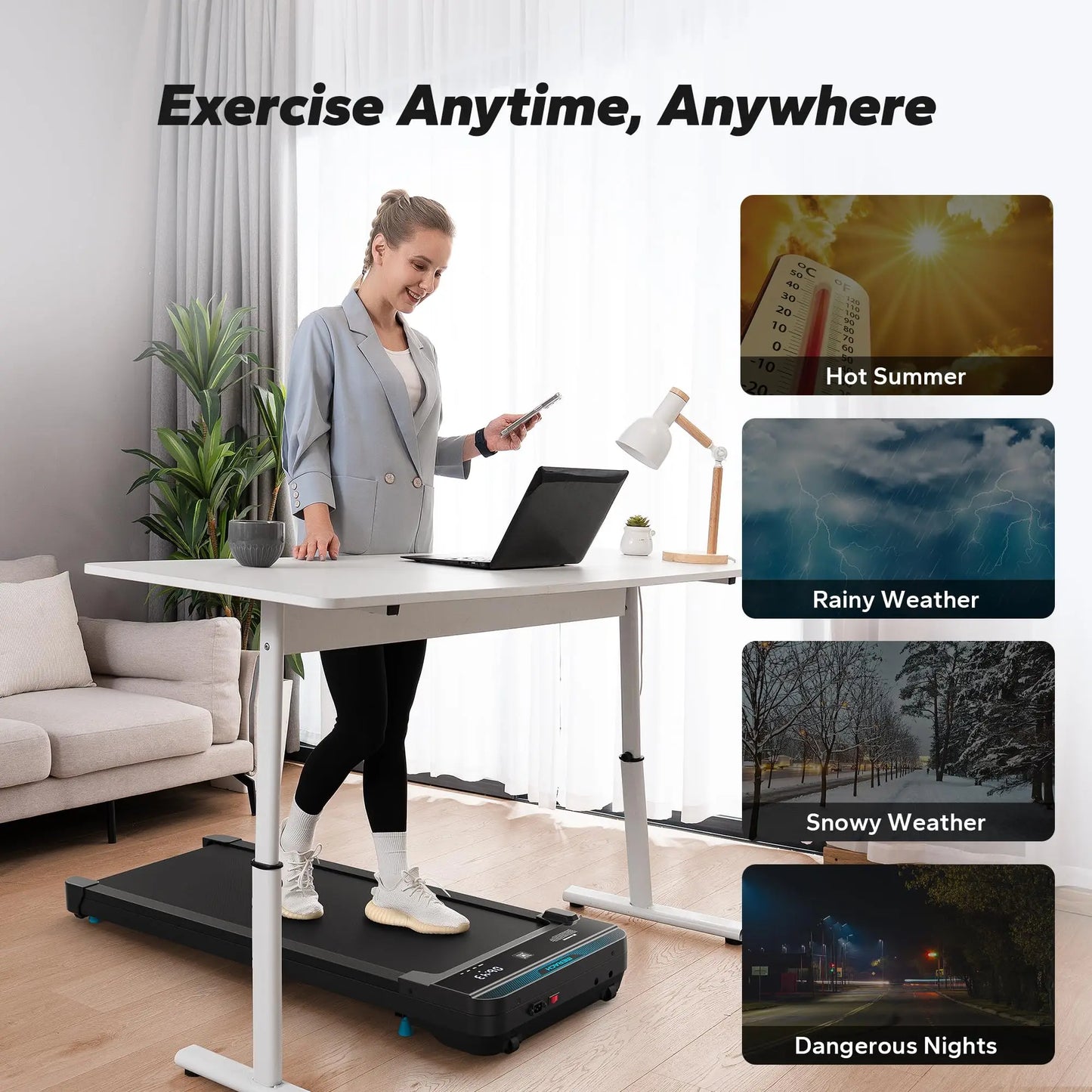 π₯ SlimStride 2-in-1 Quiet Walking Pad β Portable Under-Desk Treadmill for Home & Office