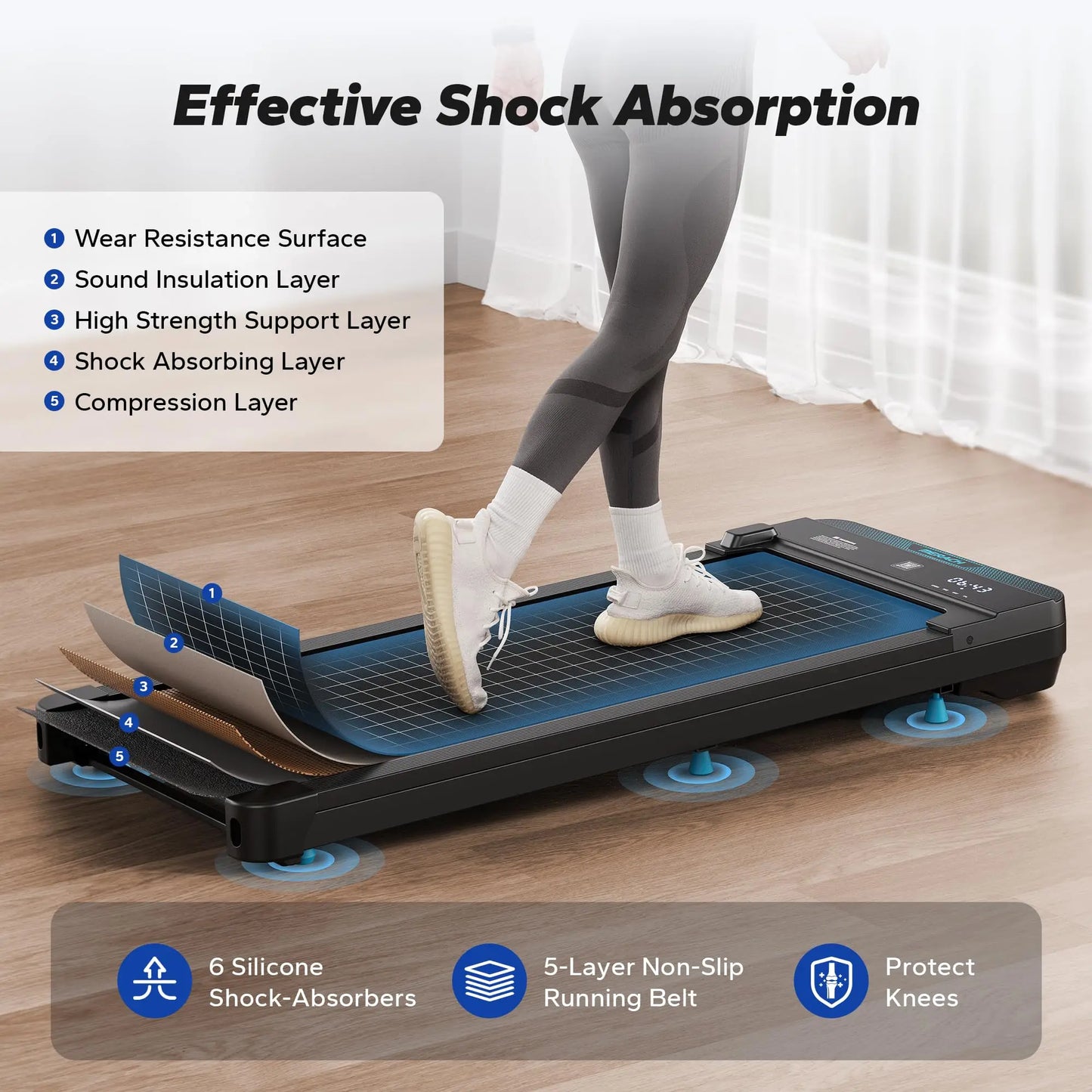 π₯ SlimStride 2-in-1 Quiet Walking Pad β Portable Under-Desk Treadmill for Home & Office