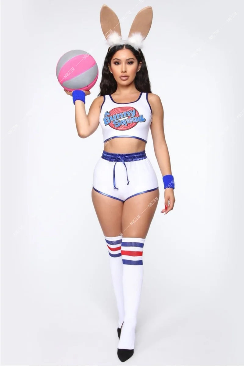 Sexy Lola Bunny Basketball Cosplay Costume – Space Jam Inspired Bunny Girl Set with Ears, Socks & Bracers