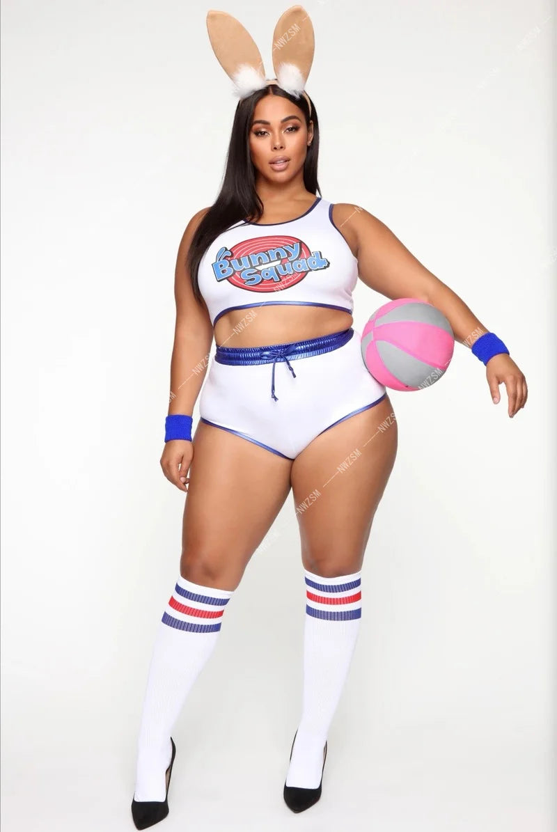 Sexy Lola Bunny Basketball Cosplay Costume – Space Jam Inspired Bunny Girl Set with Ears, Socks & Bracers