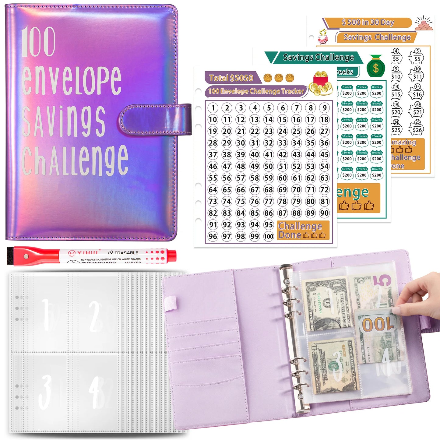 Money Goal Challenge Binder – 100 Envelope Savings Game for Smart Budgeting