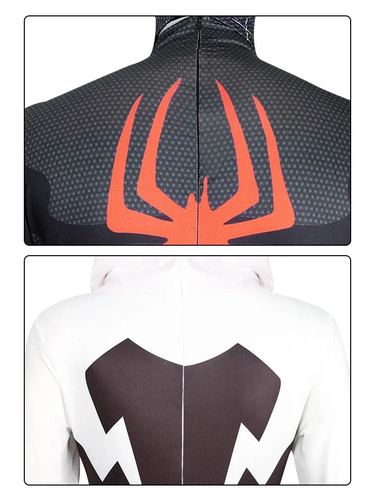 ✨ Into the Spider-Verse Cosplay Set – Miles Morales & Spider-Gwen Jumpsuit Halloween Costume for Adults