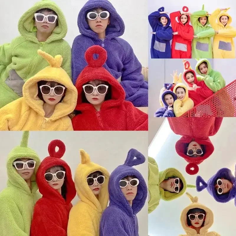 ✨ Colorful Teletubbies Halloween Costume Set – Fun Unisex Cosplay Outfit for Adults & Kids