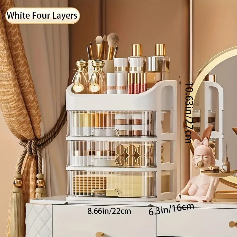 Luxe Glam Cosmetic Storage Tower – Large-Capacity Transparent Makeup & Jewelry Drawer Organizer (Multi-Layer Options)