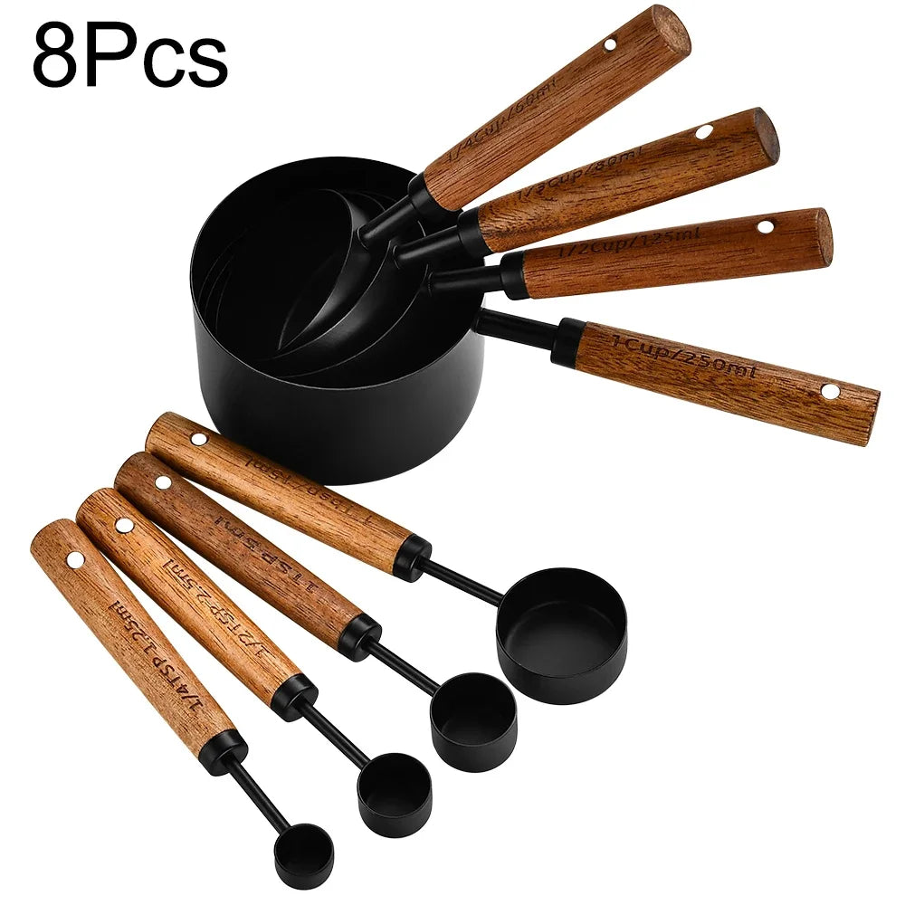 ✨ Premium Gold & Silver Stainless Steel Measuring Cups & Spoons Set – Stylish Kitchen Baking & Coffee Tools ✨