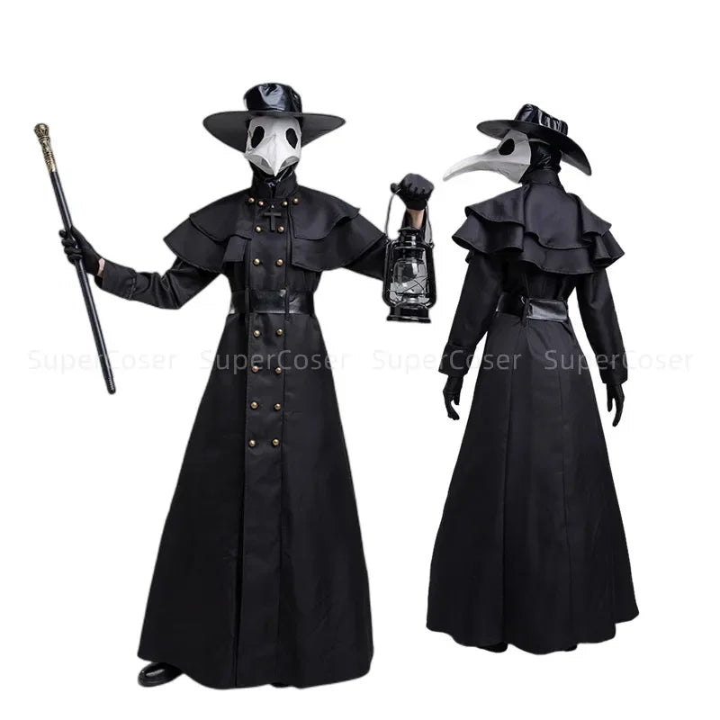 ✨ Medieval Plague Doctor Halloween Costume – Hooded Robe & Mask Cosplay Outfit for Men & Women