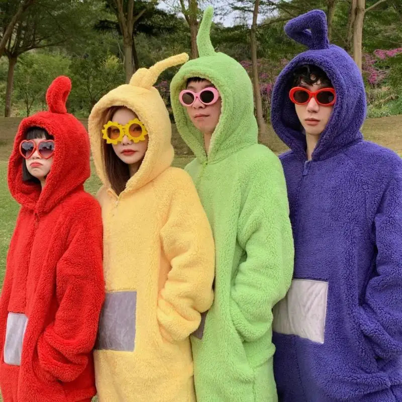 ✨ Colorful Teletubbies Halloween Costume Set – Fun Unisex Cosplay Outfit for Adults & Kids