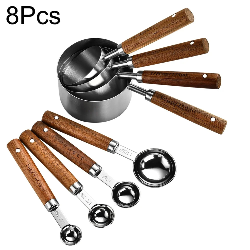 ✨ Premium Gold & Silver Stainless Steel Measuring Cups & Spoons Set – Stylish Kitchen Baking & Coffee Tools ✨