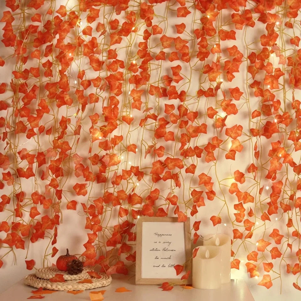 Autumn Cascade Ivy Garland – Lush Faux Vines with Fall Leaves for Mantles, Tables & Cozy Seasonal Décor