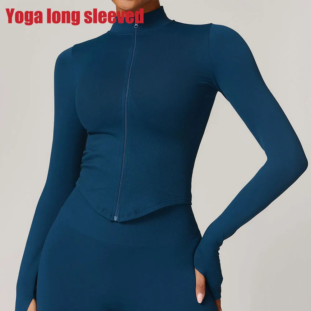 Flex Appeal Zip-Up Crop – Long Sleeve Sports Top