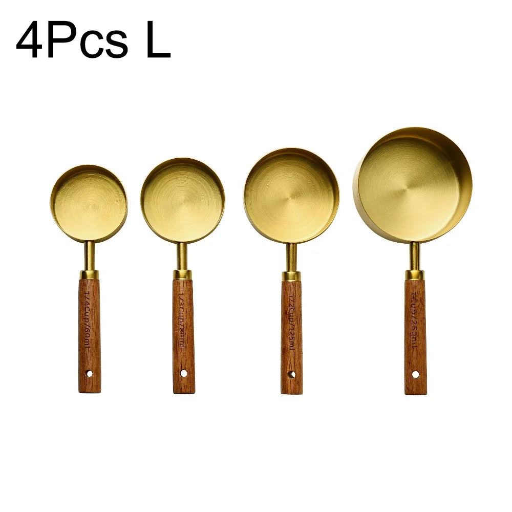 ✨ Premium Gold & Silver Stainless Steel Measuring Cups & Spoons Set – Stylish Kitchen Baking & Coffee Tools ✨
