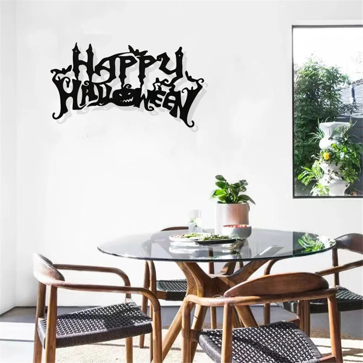 Haunted Charm Halloween Wall Sign – Spooky Wooden Art Decor for Home & Living Room