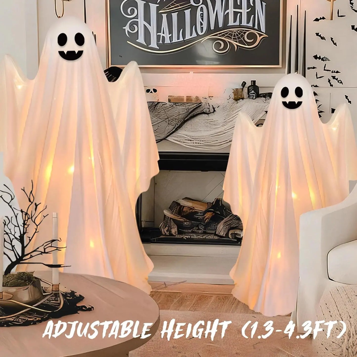 ✨ Life-Size Glowing Ghost Decoration – Spooky Standing Light-Up Halloween Display for Indoor & Outdoor Fun