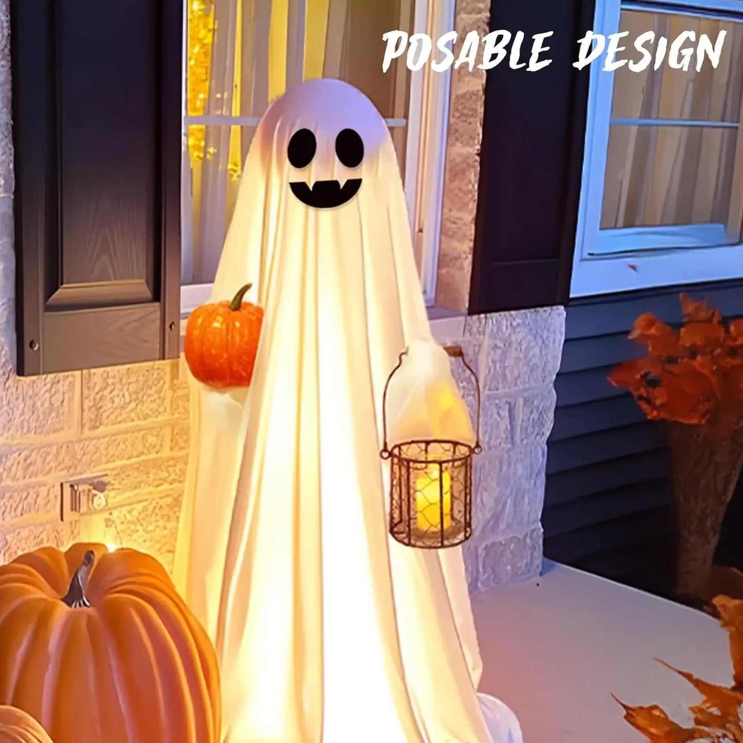✨ Life-Size Glowing Ghost Decoration – Spooky Standing Light-Up Halloween Display for Indoor & Outdoor Fun