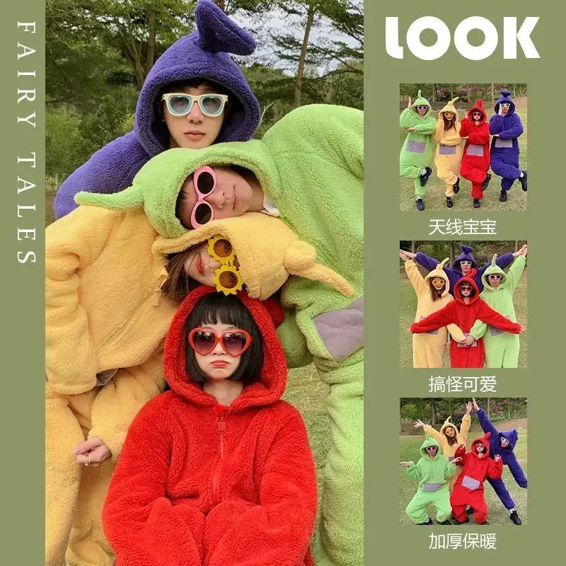 ✨ Colorful Teletubbies Halloween Costume Set – Fun Unisex Cosplay Outfit for Adults & Kids