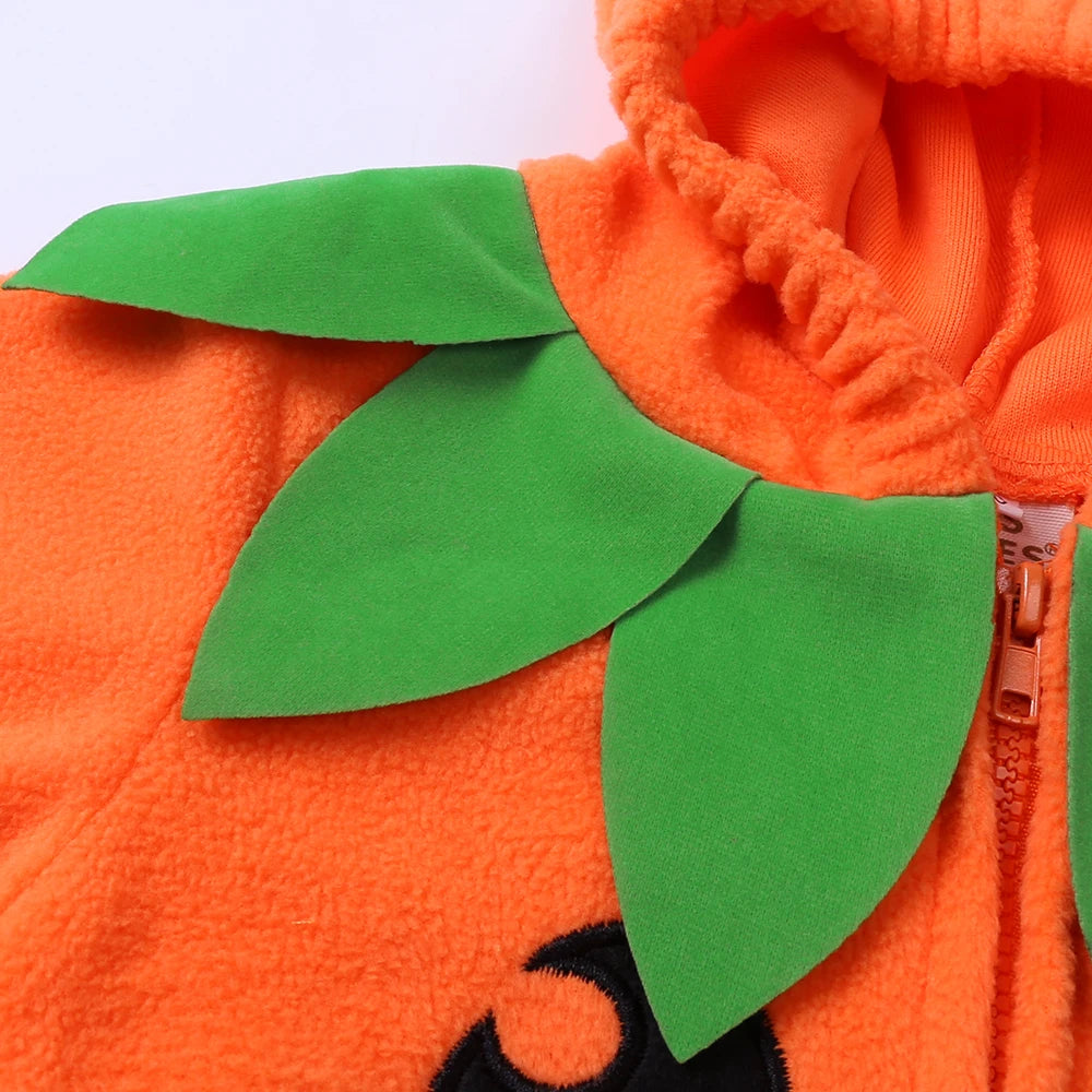 Baby Pumpkin Halloween Romper Set (Hooded + Pants + Hat)