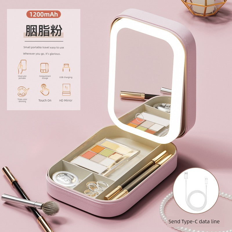 GlamGlow™ LED Vanity Mirror Box – Portable & Foldable Beauty Station