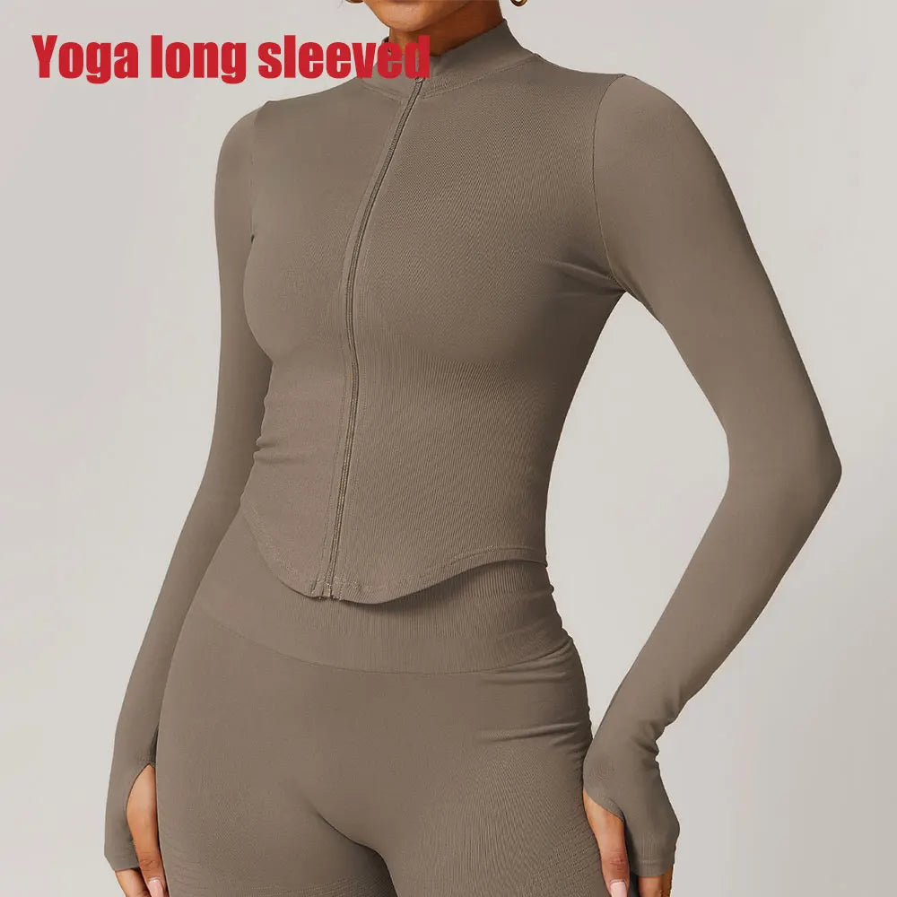 Flex Appeal Zip-Up Crop – Long Sleeve Sports Top