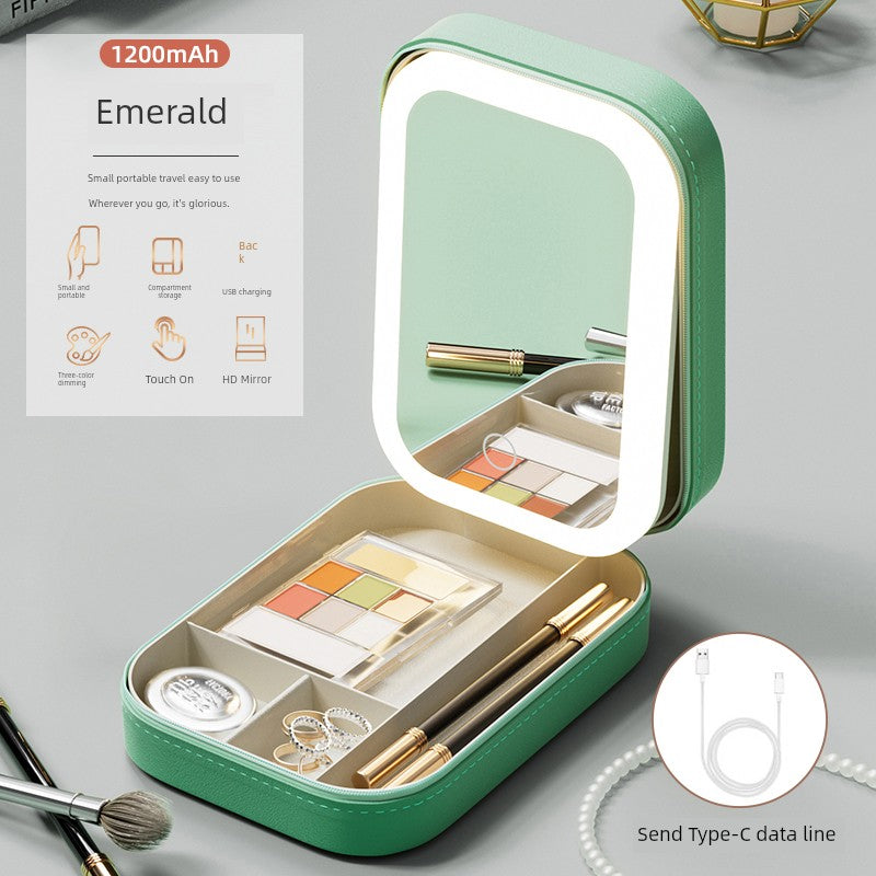 GlamGlow™ LED Vanity Mirror Box – Portable & Foldable Beauty Station
