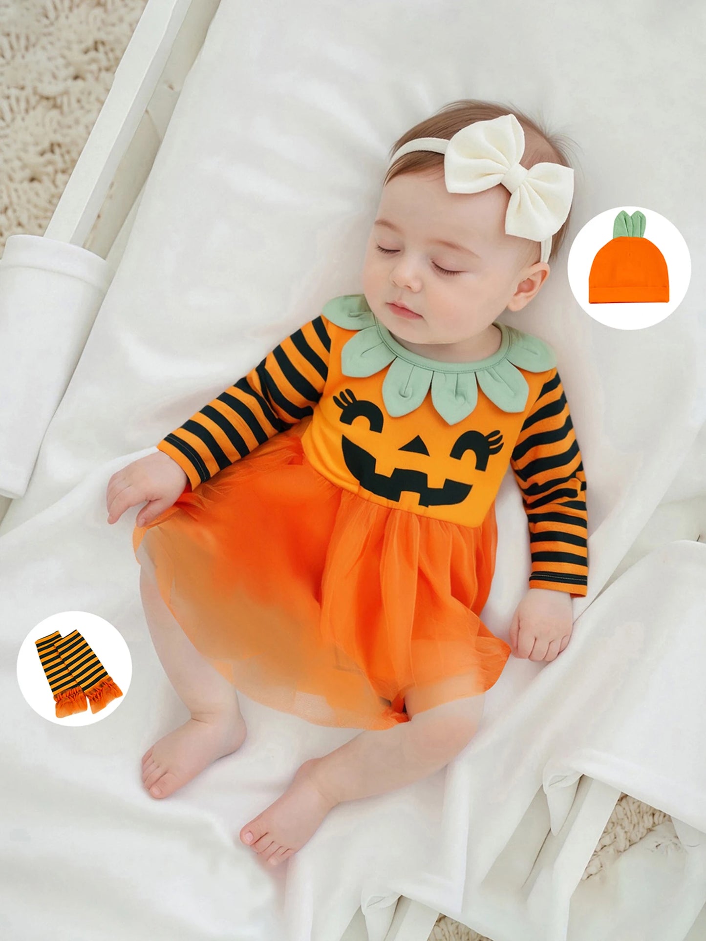 Pumpkin Baby Romper Set – Long Sleeve Halloween Outfit (0–18M)