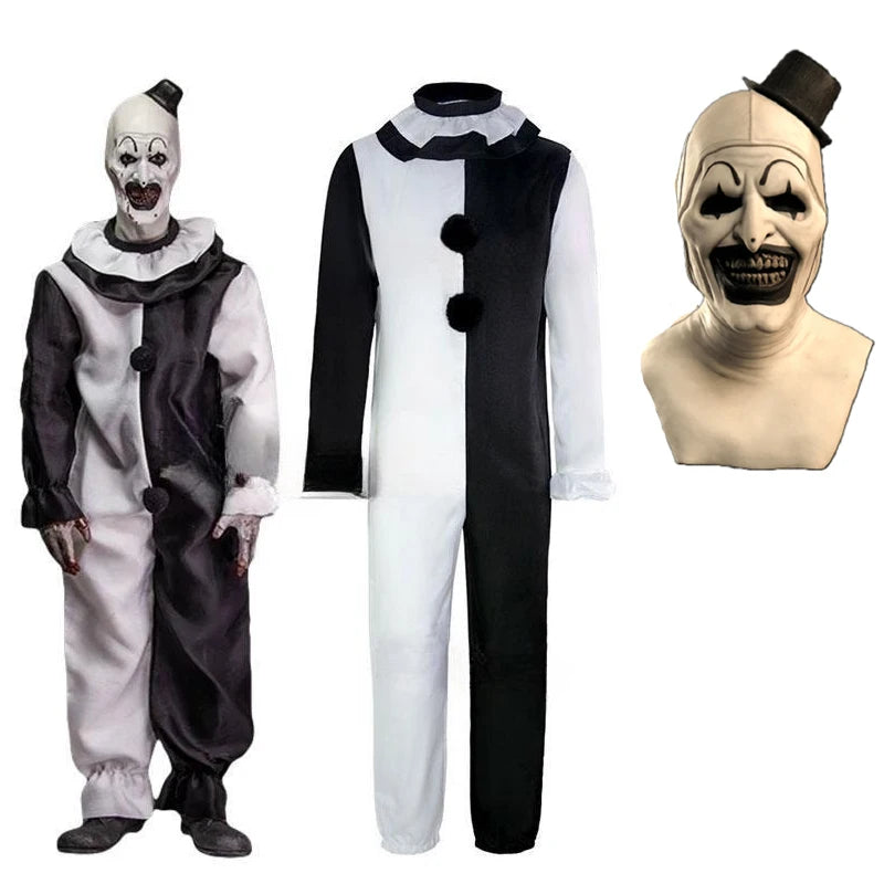 Terrifier Art the Clown Costume Set – Scary Horror Movie Cosplay with Mask | Halloween Killer Clown Outfit