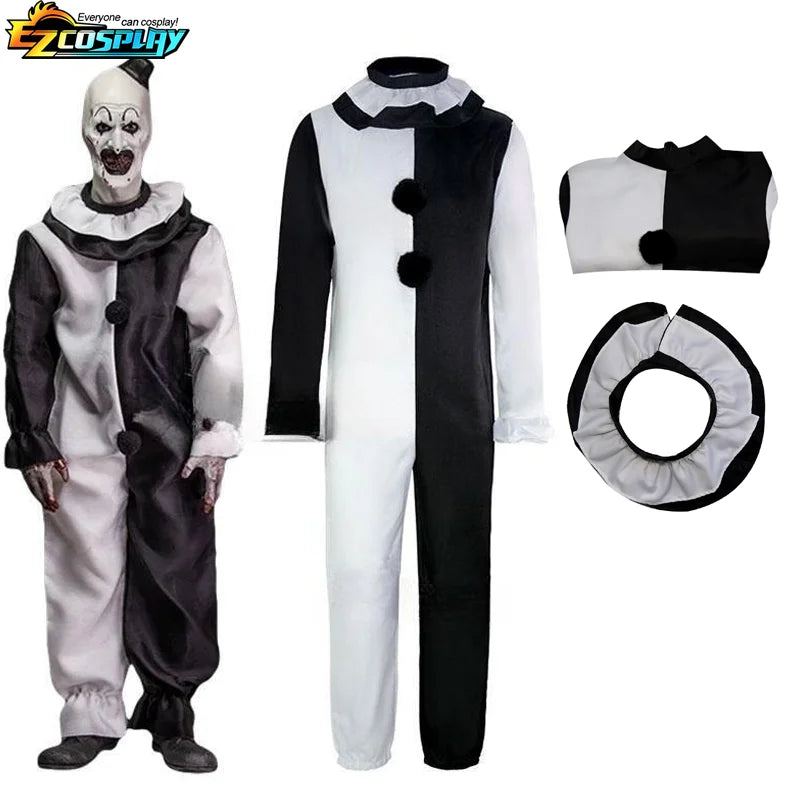 Terrifier Art the Clown Costume Set – Scary Horror Movie Cosplay with Mask | Halloween Killer Clown Outfit