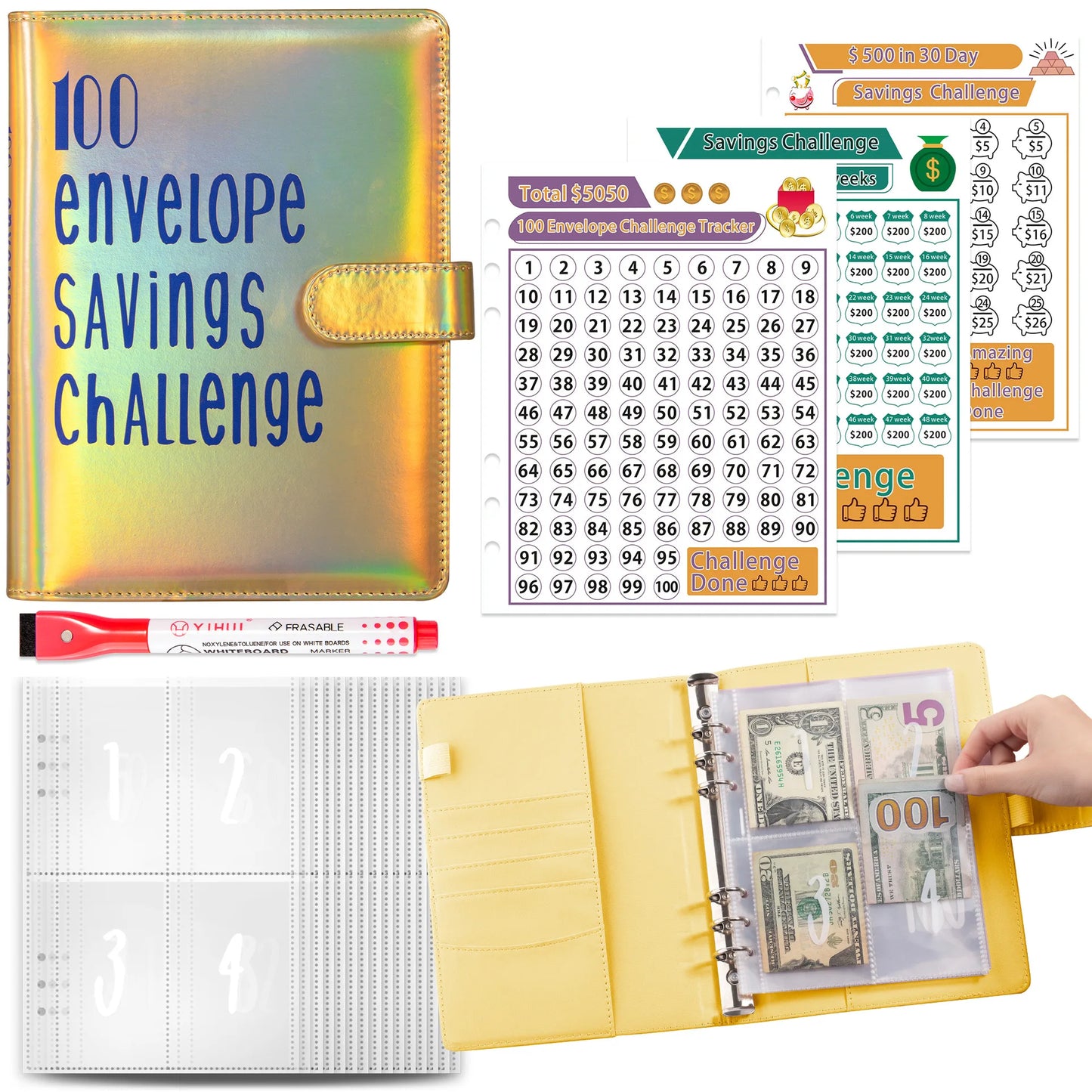 Money Goal Challenge Binder – 100 Envelope Savings Game for Smart Budgeting