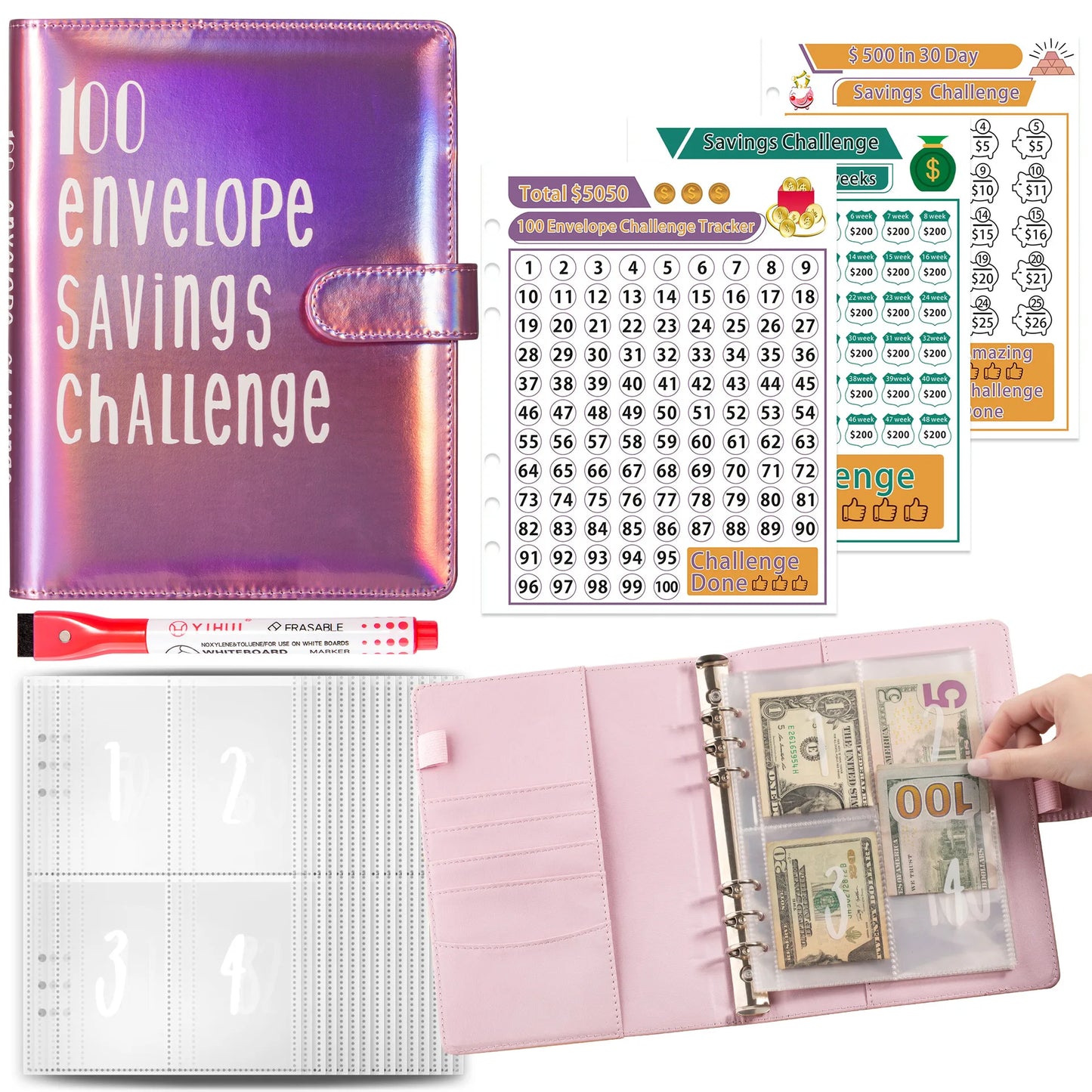 Money Goal Challenge Binder – 100 Envelope Savings Game for Smart Budgeting