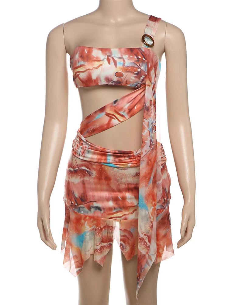 Island Glow Tassel Mini Dress