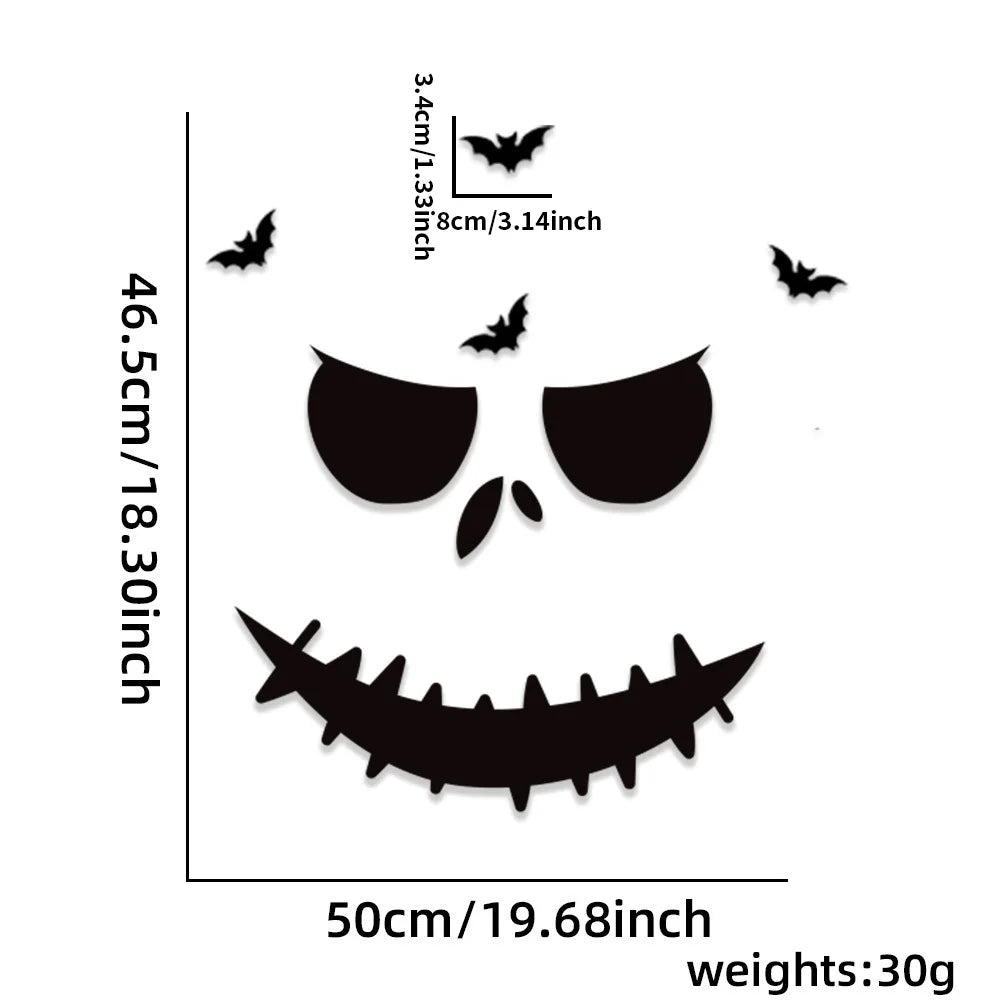 Haunted Shadows Halloween Door & Window Stickers – Skeleton, Witch, Pumpkin, and Ghost DIY Wall Decals for Spooky Home Decor