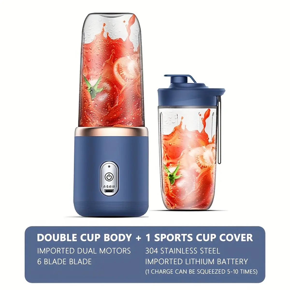 Portable Electric Juice Extractor Household Multi Function 6 Blades Mini Juice Cup Mixing Smoothies Auxiliary Food for Kitchen