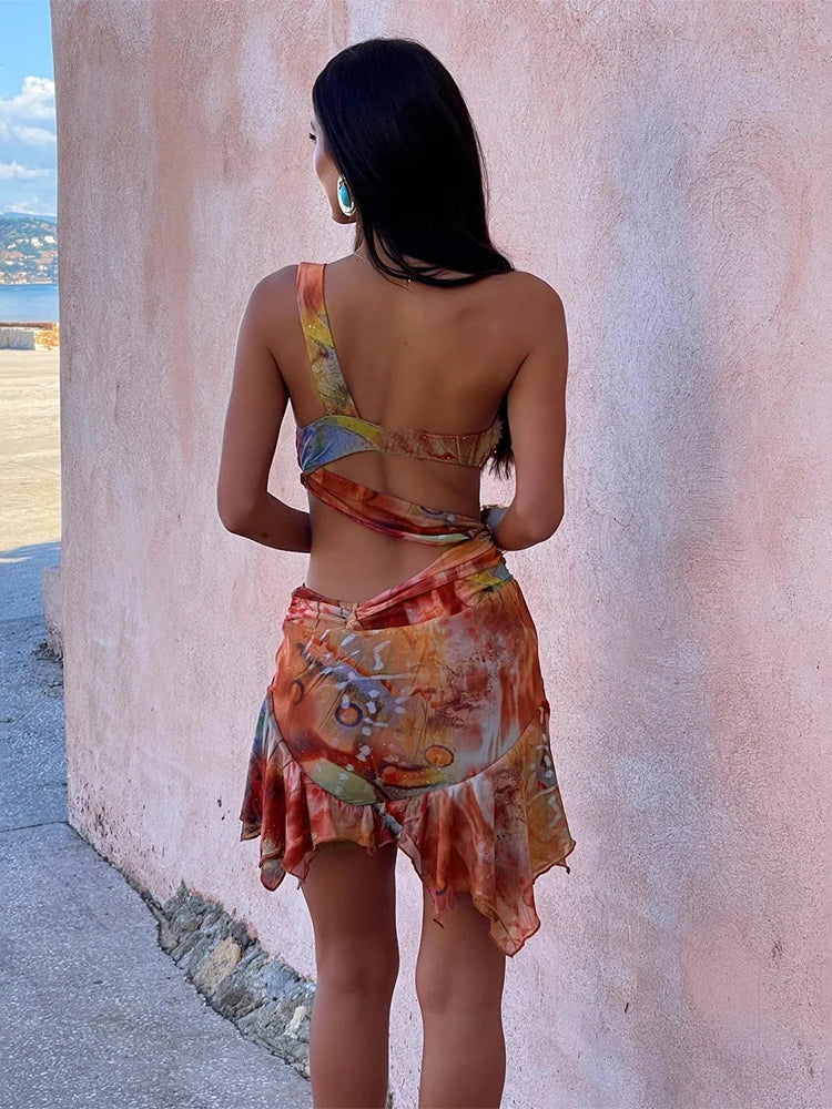 Island Glow Tassel Mini Dress