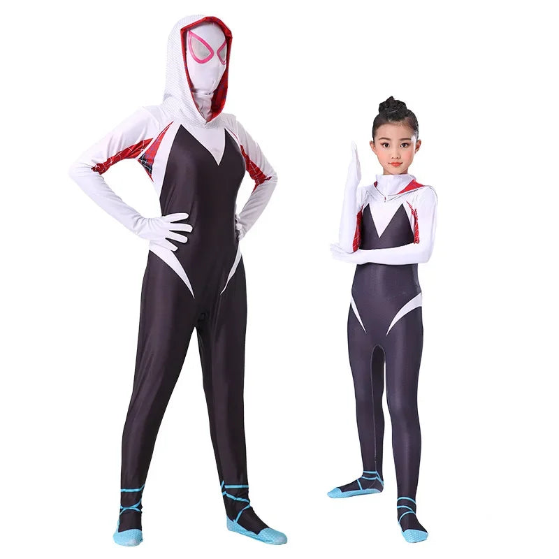 ✨ Into the Spider-Verse Cosplay Set – Miles Morales & Spider-Gwen Jumpsuit Halloween Costume for Adults