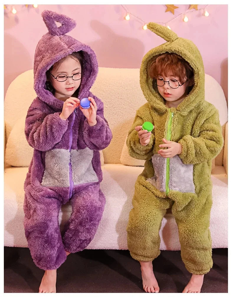 ✨ Colorful Teletubbies Halloween Costume Set – Fun Unisex Cosplay Outfit for Adults & Kids