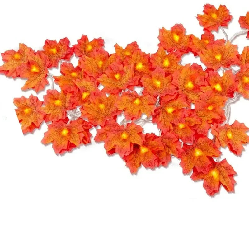 3M Christmas Decoration Artificial Maple Leaf Leaves LED Light String Lantern Garland Home Party DIY Deco Halloween New Yea