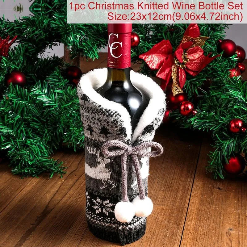 Christmas Wine Bottle Cover – Holiday Table Decor & Gift Wrap Sleeve