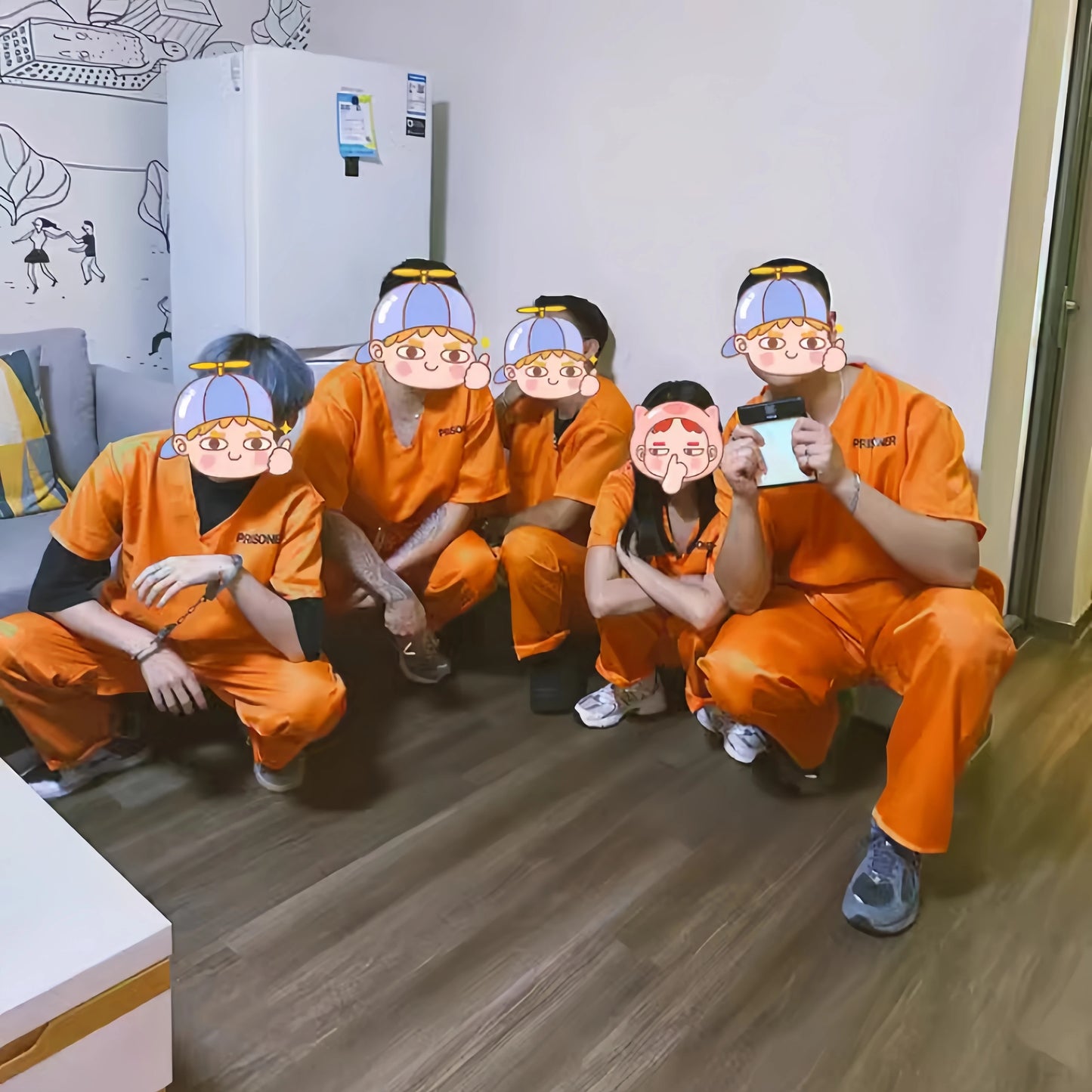 ✨ Prison Break Halloween Costume – Orange & Striped Inmate Jumpsuit Set for Adults & Kids
