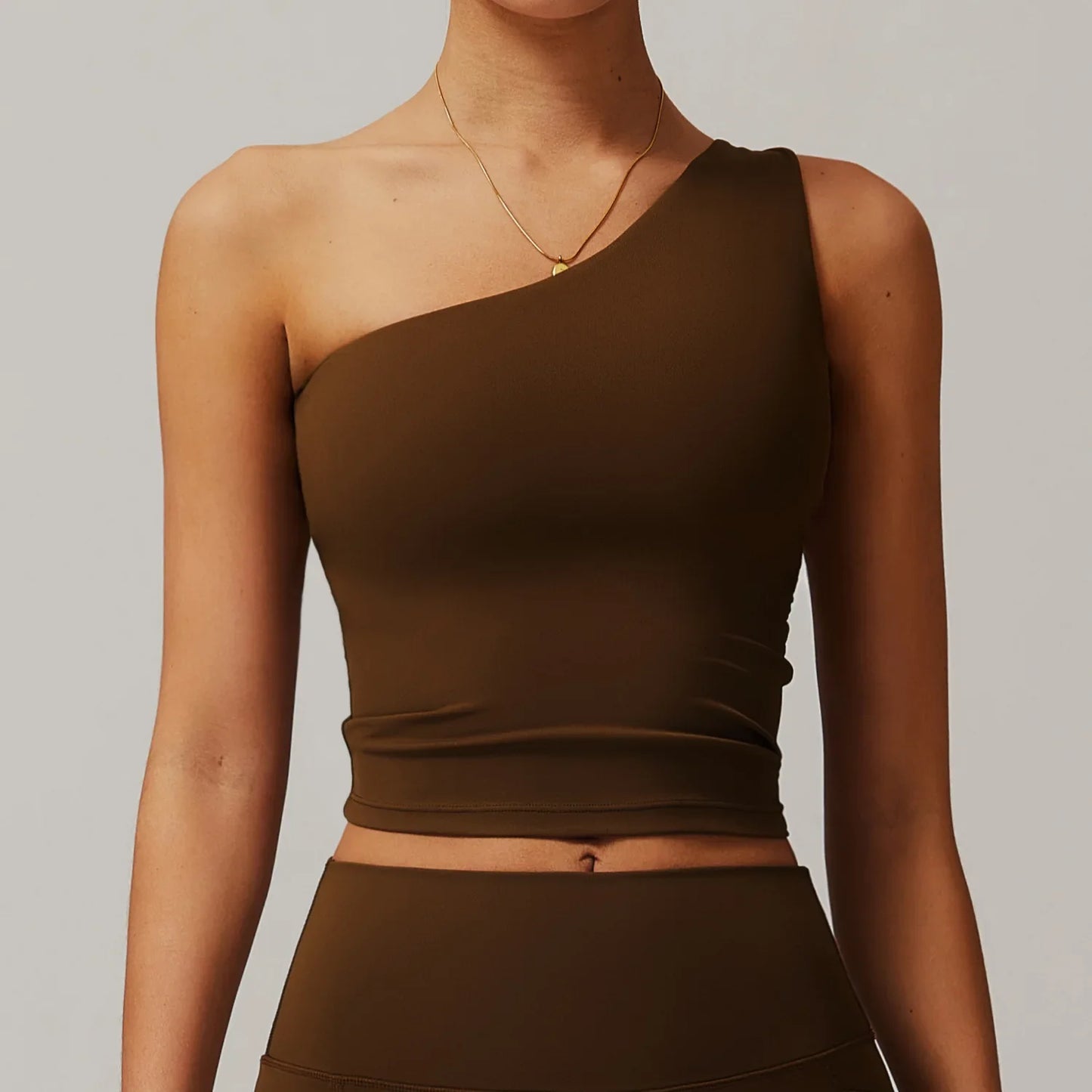 Sculpted Slay One-Shoulder Sports Bra – Padded, Push-Up, & Shockproof