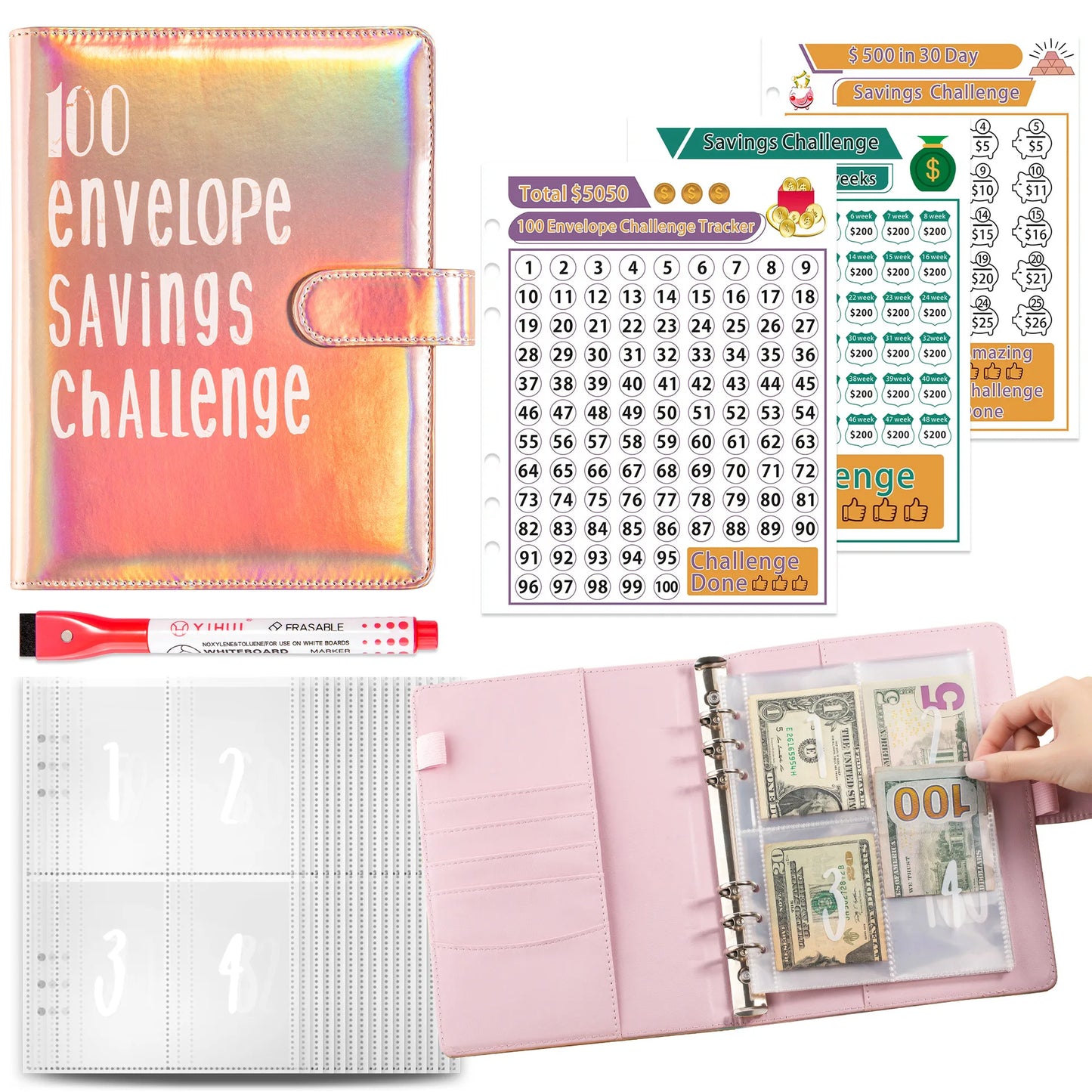 Money Goal Challenge Binder – 100 Envelope Savings Game for Smart Budgeting