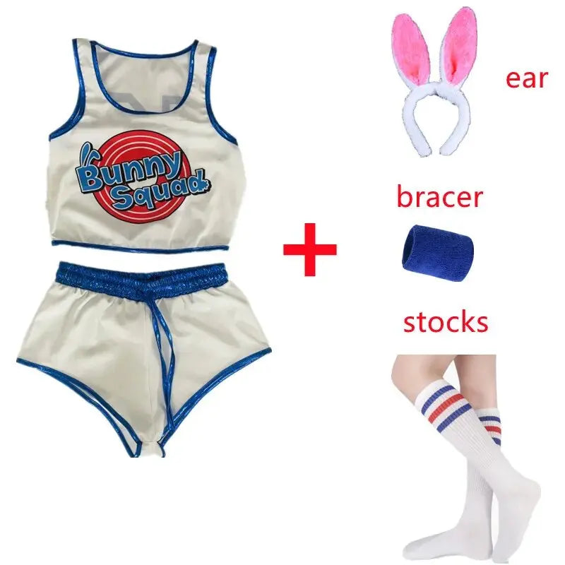 Sexy Lola Bunny Basketball Cosplay Costume – Space Jam Inspired Bunny Girl Set with Ears, Socks & Bracers