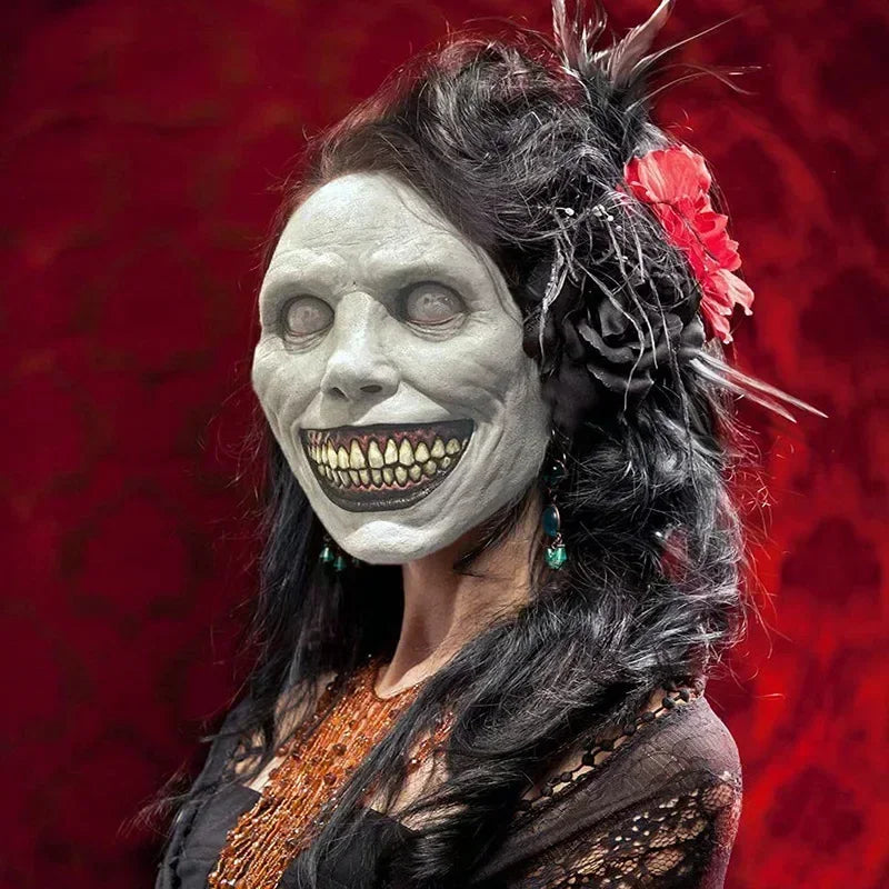 Smiling Demon Horror Mask – Ultra-Realistic Scary Halloween Cosplay Mask for Parties & Pranks
