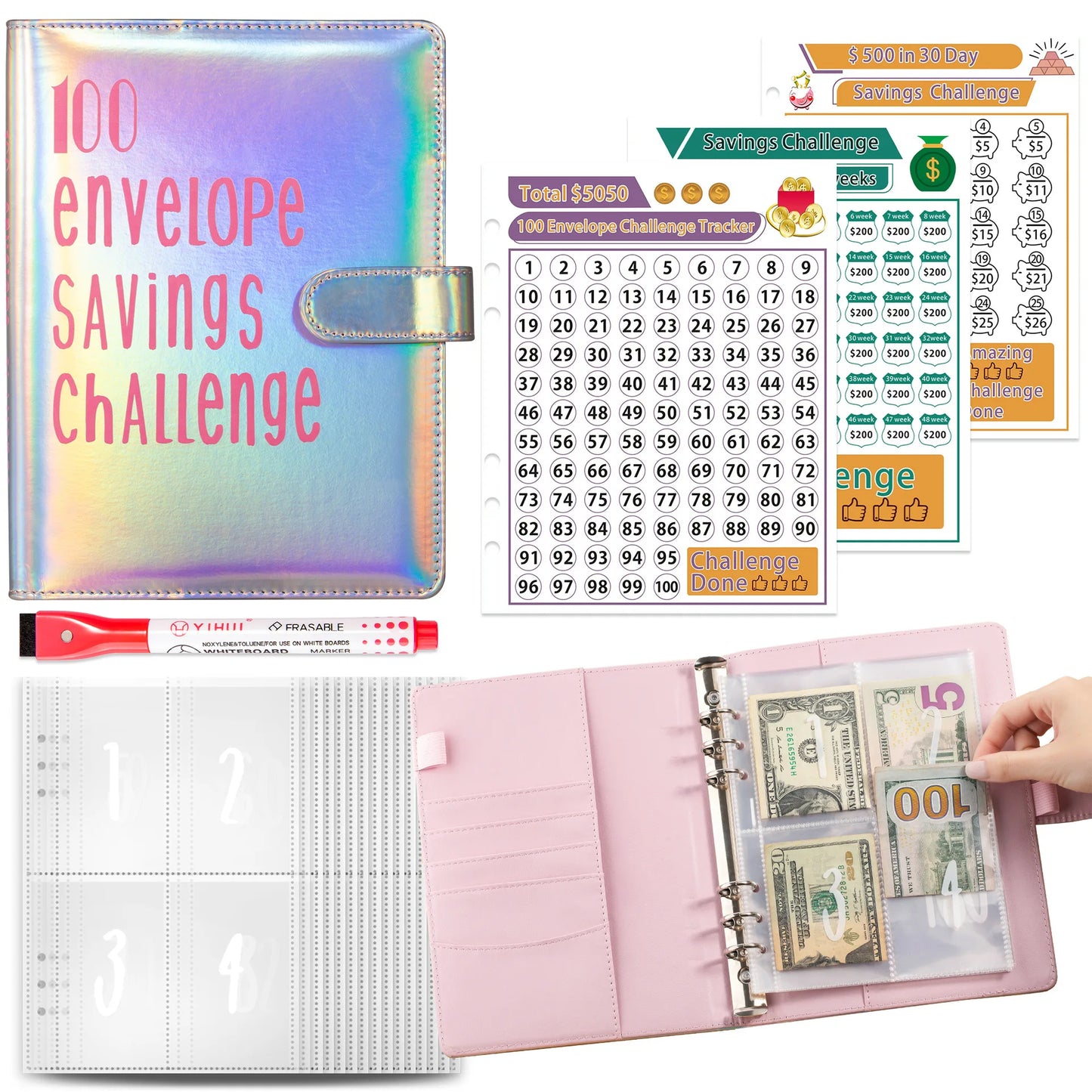 Money Goal Challenge Binder – 100 Envelope Savings Game for Smart Budgeting