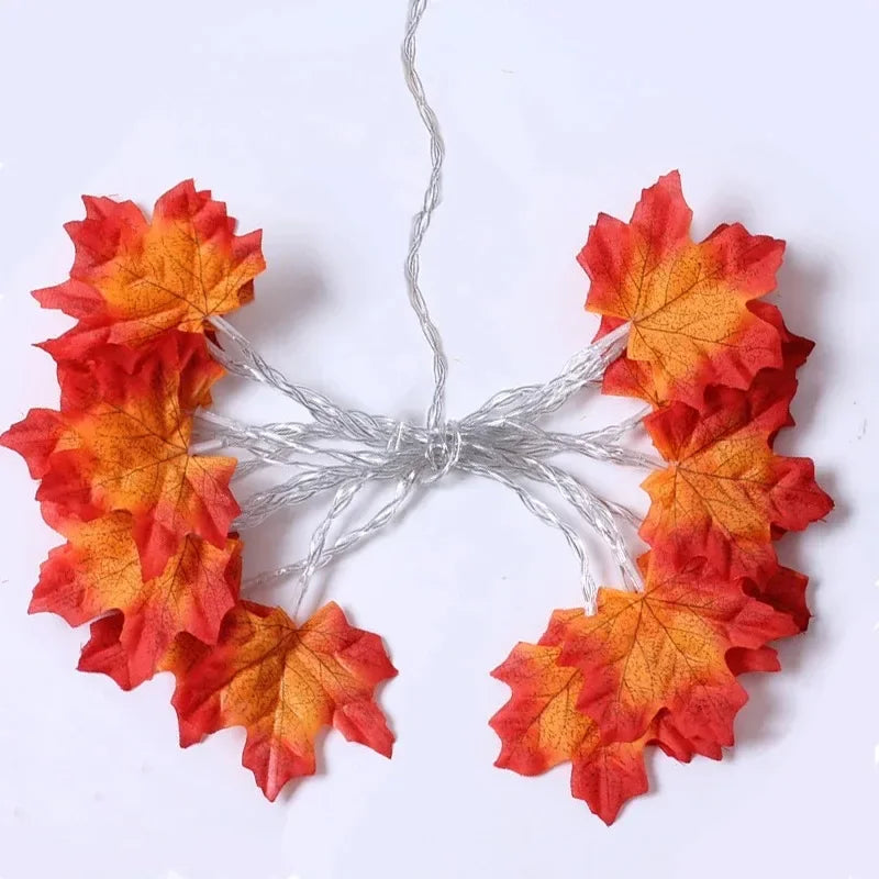 3M Christmas Decoration Artificial Maple Leaf Leaves LED Light String Lantern Garland Home Party DIY Deco Halloween New Yea