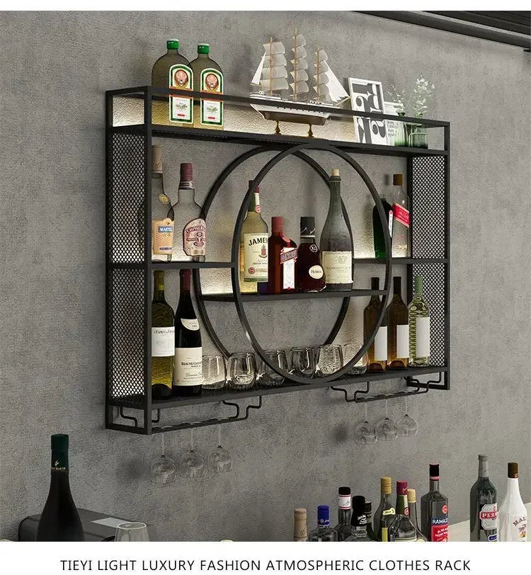 Wall Mount Wine Rack Bottle Wine Bar Cabinet Holder Adapt Single Miniature Black Cup Glass Storage Wine Cabinet Decor Szafeczki