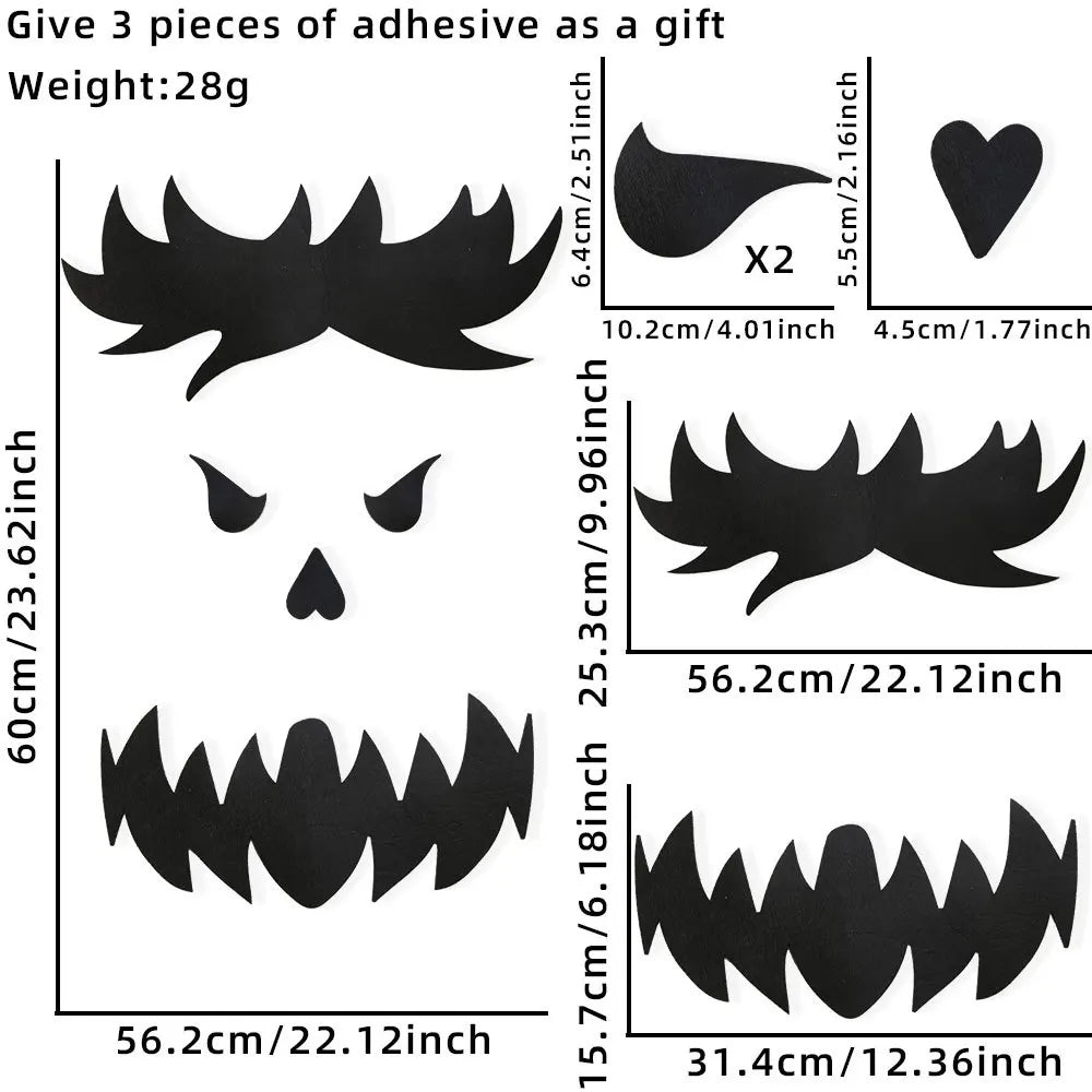 Haunted Shadows Halloween Door & Window Stickers – Skeleton, Witch, Pumpkin, and Ghost DIY Wall Decals for Spooky Home Decor