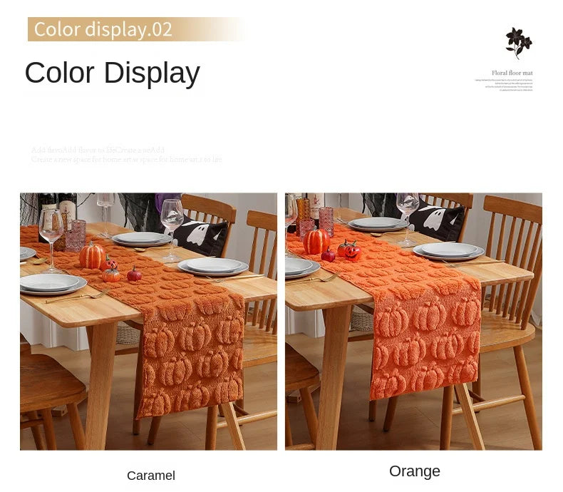 Luxury-Style Pumpkin Embroidered Black Eye-Ghost Embroidered Three-Dimensional Table Flag - Table Decoration for Parties