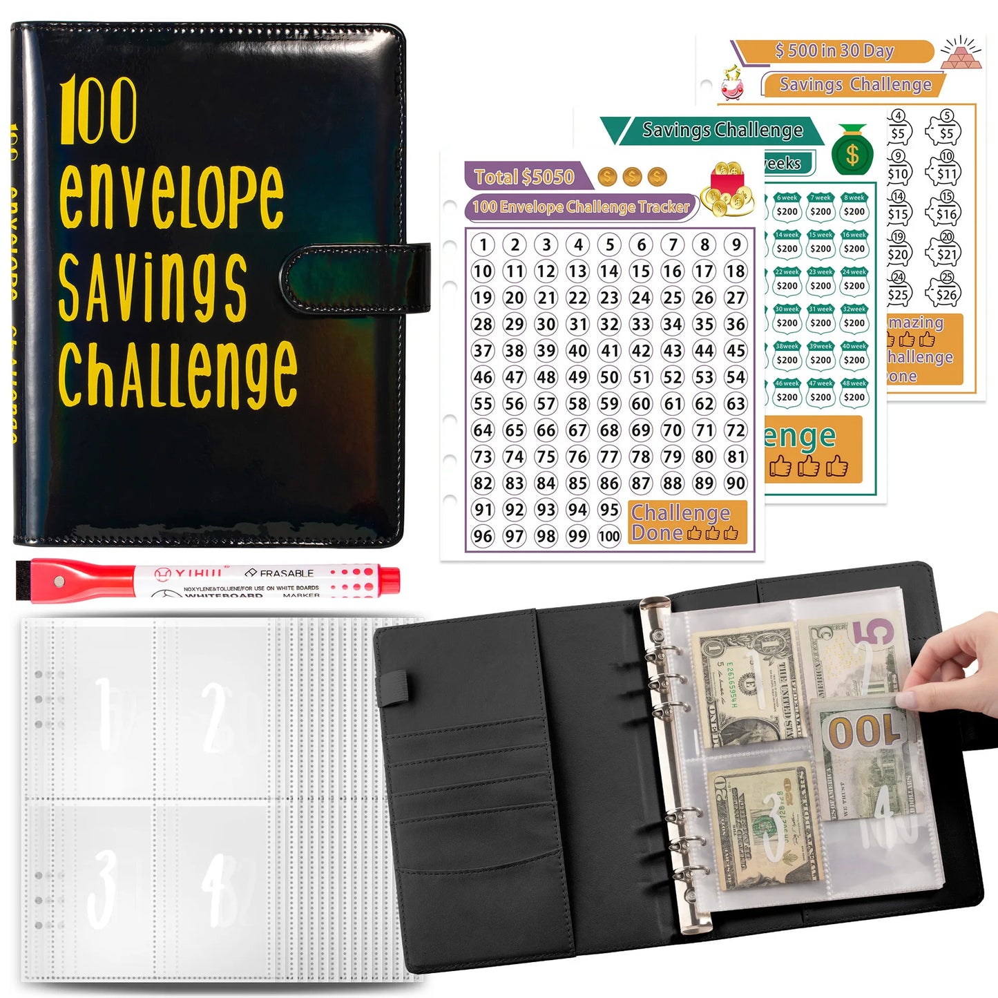 Money Goal Challenge Binder – 100 Envelope Savings Game for Smart Budgeting