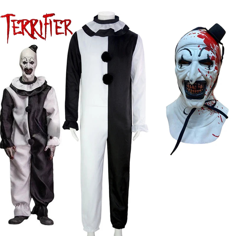 Terrifier Art the Clown Costume Set – Scary Horror Movie Cosplay with Mask | Halloween Killer Clown Outfit