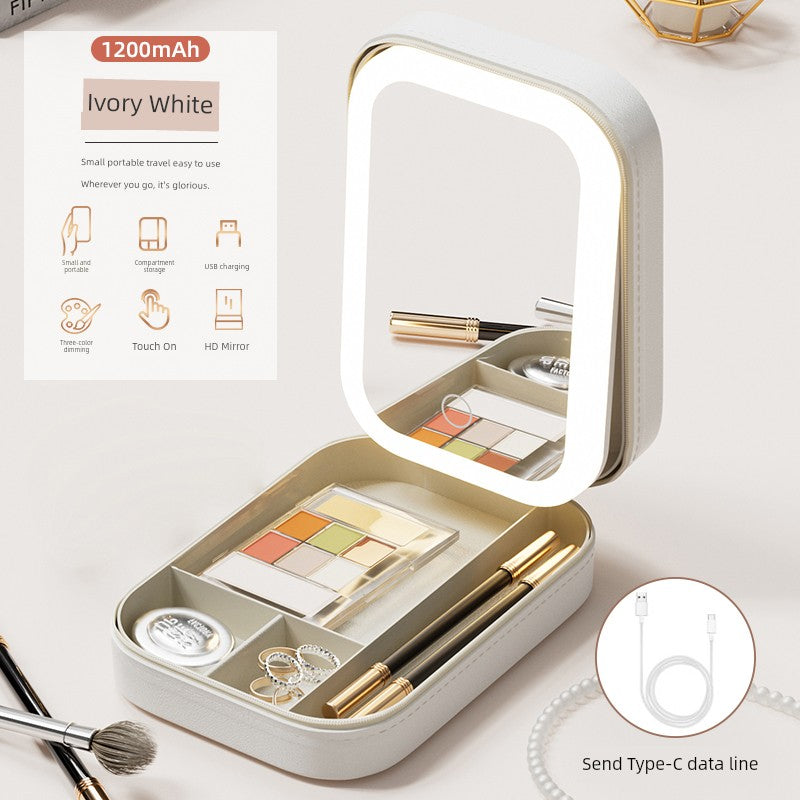 GlamGlow™ LED Vanity Mirror Box – Portable & Foldable Beauty Station