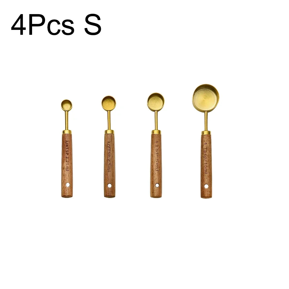 ✨ Premium Gold & Silver Stainless Steel Measuring Cups & Spoons Set – Stylish Kitchen Baking & Coffee Tools ✨